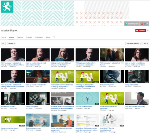 Arbeidstilsynet Youtube profile