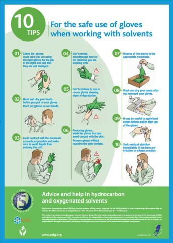 10 tips for the safe use of gloves when working with solvents