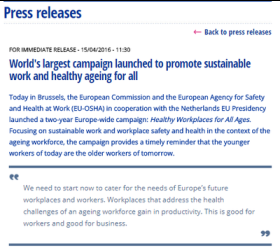 Launch of Healthy Workplaces for All Ages Campaign