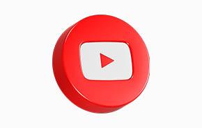 YouTube icon 3d render red circle button